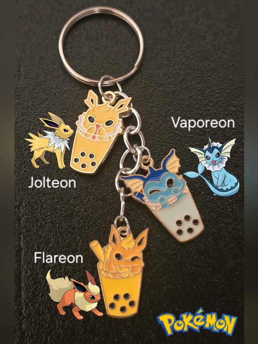 Pokemon 1st Eeveelution Bubble Tea Keychain